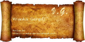 Vranka Gergő névjegykártya